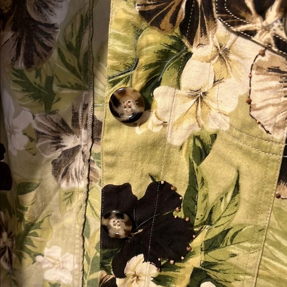 Studio Works Green and Brown Blazer with Botanical Print XL - Picture 4 of 6